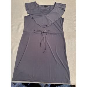 Daisy Fuentes Dress Blue Gray Purple Women's Small Tie Waist Ruffle Spring Summe